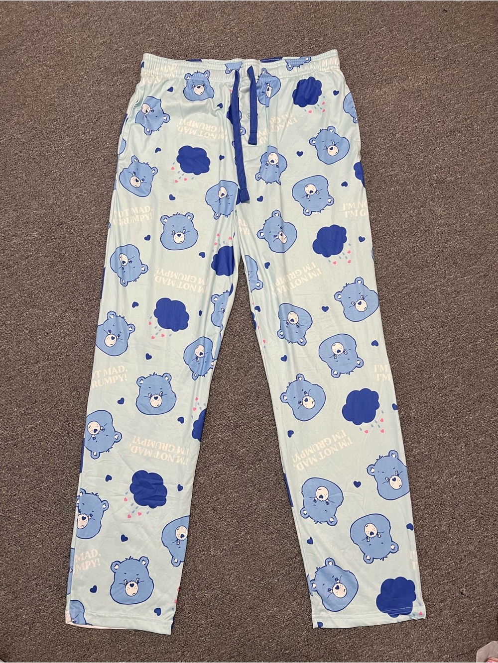 Care Bears Light Blue & Dark Blue Bear-Print Pajama Pants Women's M